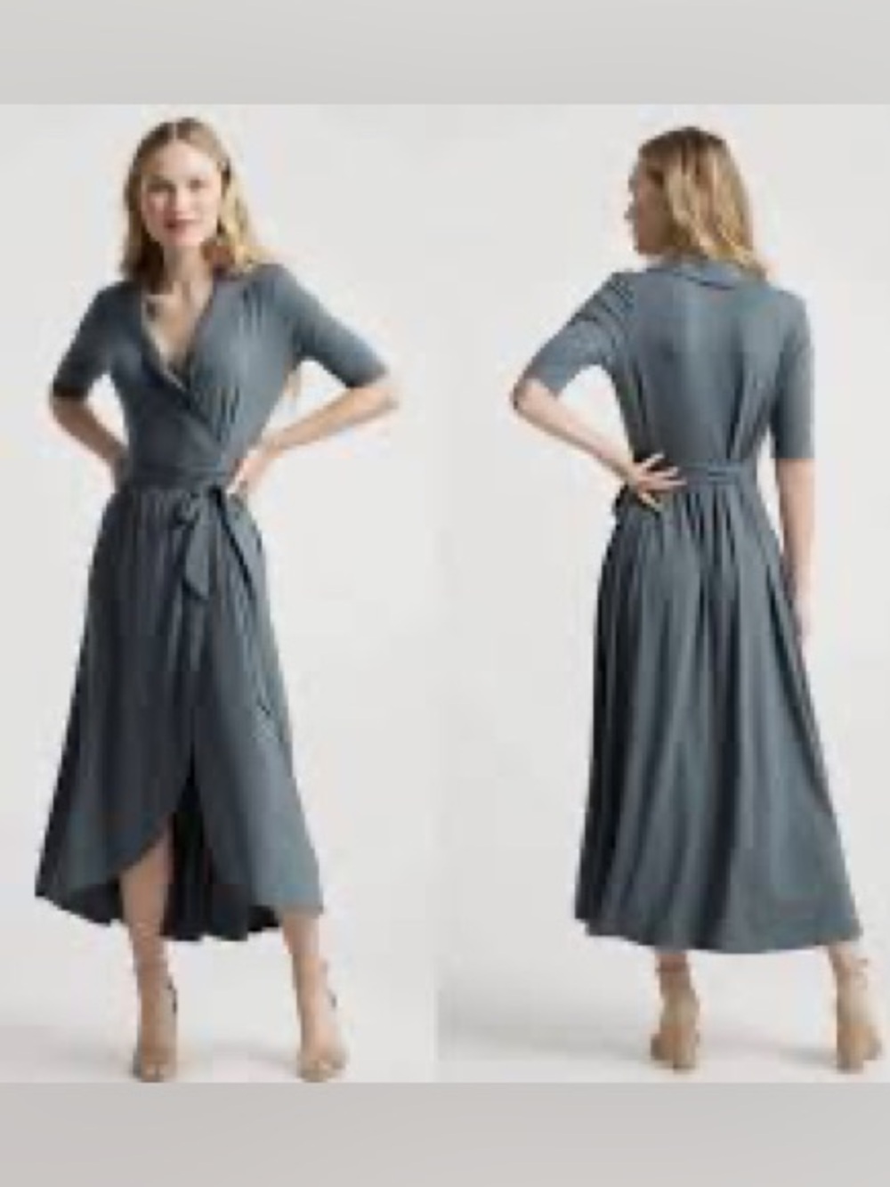 Anecdote Dusty Blue Wrap Short Dress